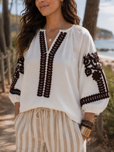 Charger l'image dans la galerie, BLOUSE COL V BRODERIE

