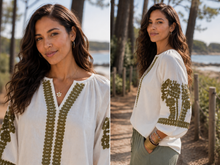Charger l'image dans la galerie, BLOUSE COL V BRODERIE

