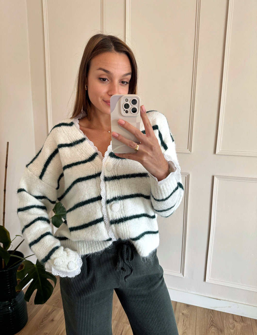 Gilet boutonné à rayures