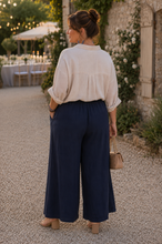 Charger l'image dans la galerie, PANTALON FLUIDE CEINTURE Bleu Marine grandes tailles
