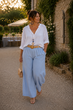 Charger l'image dans la galerie, PANTALON FLUIDE CEINTURE BLEU CIEL grandes tailles
