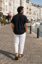 Charger l'image dans la galerie, CHEMISETTE COTON NOIR COL CHEMISE Droite
