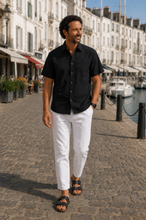 Charger l'image dans la galerie, CHEMISETTE COTON NOIR COL CHEMISE Droite
