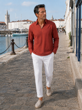 Charger l'image dans la galerie, HAUT COTON TERRA COTTA COL V Manches longues
