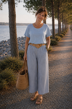 Charger l'image dans la galerie, PANTALON FLUIDE A RAYURES + CEINTURE
