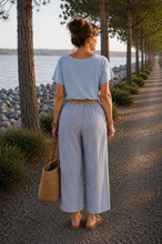 Charger l'image dans la galerie, PANTALON FLUIDE A RAYURES + CEINTURE
